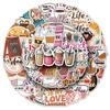 50-Piece English & Korean Coffee Graffiti Sticker Set - Waterproof, Ideal for Notebooks, Planners, Tablets, DIY Projects