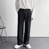 Button Zipper Fly Pockets Loose Korean Style Suit Pants Spring Autumn Mid-Waist Straight Wide Leg Casual Trousers