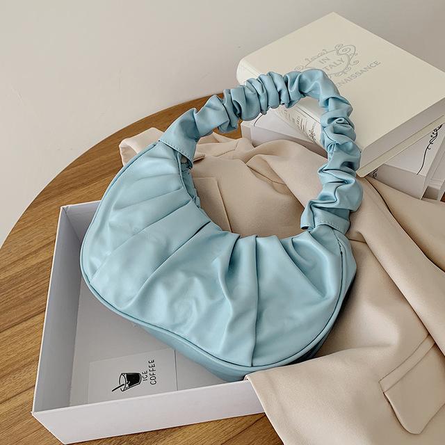 Launch Pleated Shoulder Bags for Women Leather Pu Handbag Cloud Shoulder Small Bag