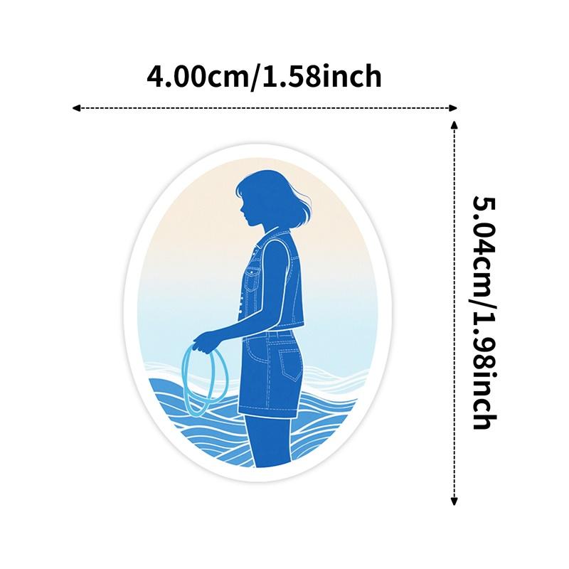 103056Pcs Kawaii Blue Seaside Life Pvc Sticky Stickers Aesthetic Diy Colored Phone Laptop Luggage Skateboard Graffiti Decals