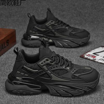 Zapatos de hombre Darth Vader otoño e invierno zapatillas de correr para hombre suela gruesa superficie de cuero realzada impermeable casual negro