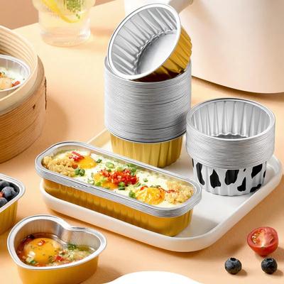 10 STÜCKE Backblech Alufolie Tassen Wiederverwendbare Aluminiumfolie Tasse Schüssel Pudding Tasse Für Haushalt Backen Kuchenform Kuchenform