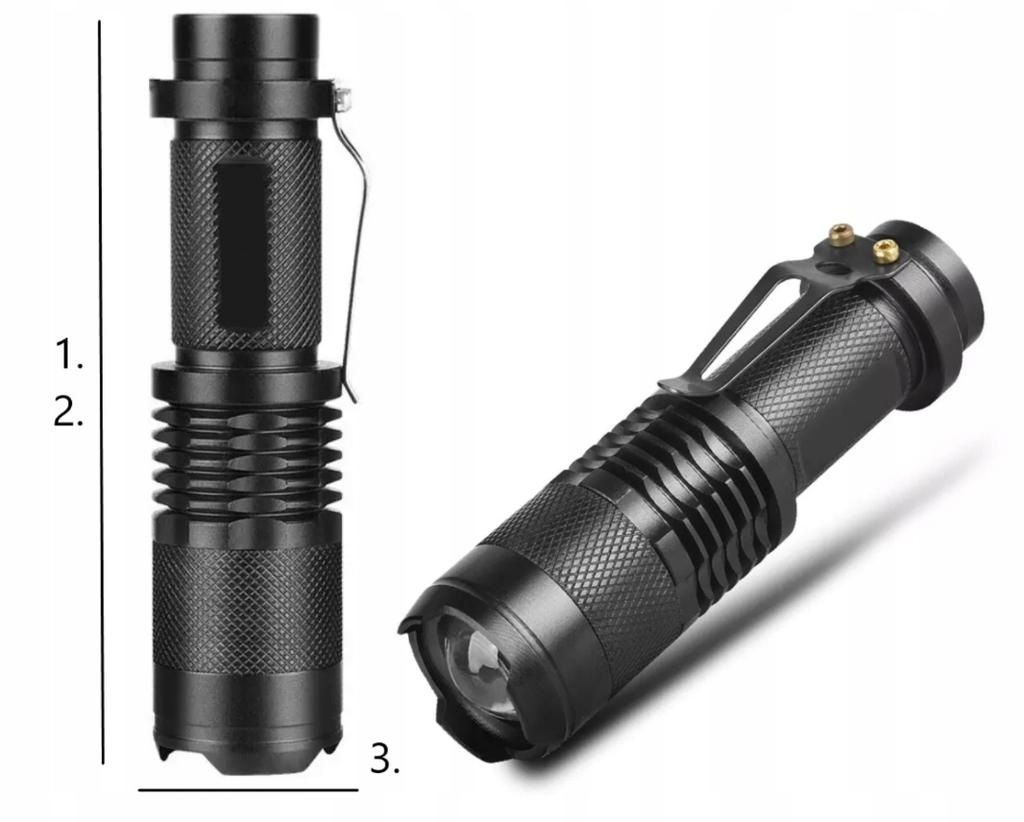 Military Tactical Flashlight 3 in a Set Zoom