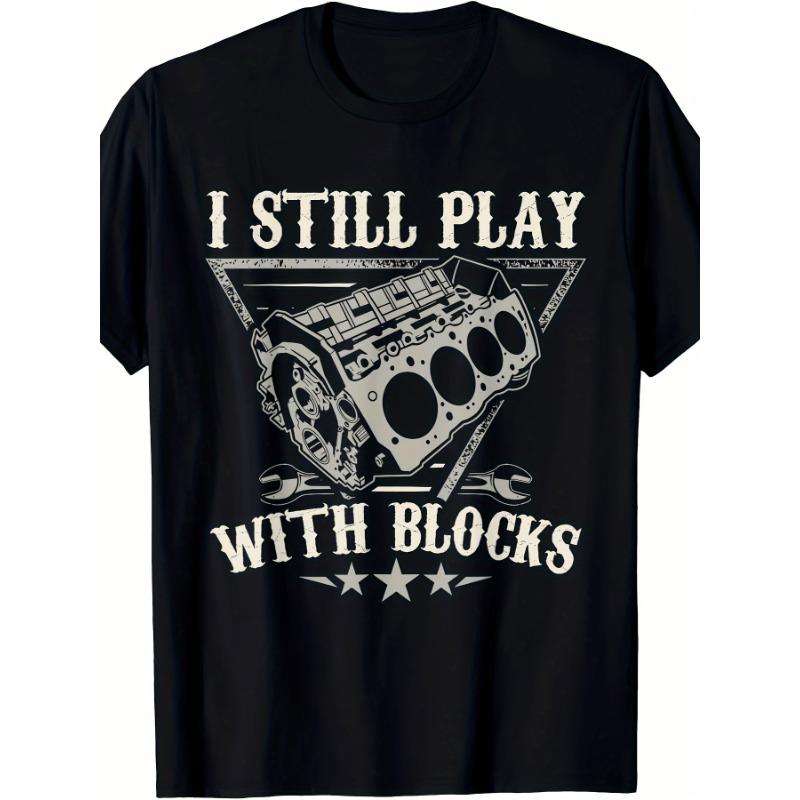 Men's Stars Graphic Print T-shirt Short Sleeve Crew Neck Car Mechanic Motor Tee Men's Clothing for Summer Outdoor Top