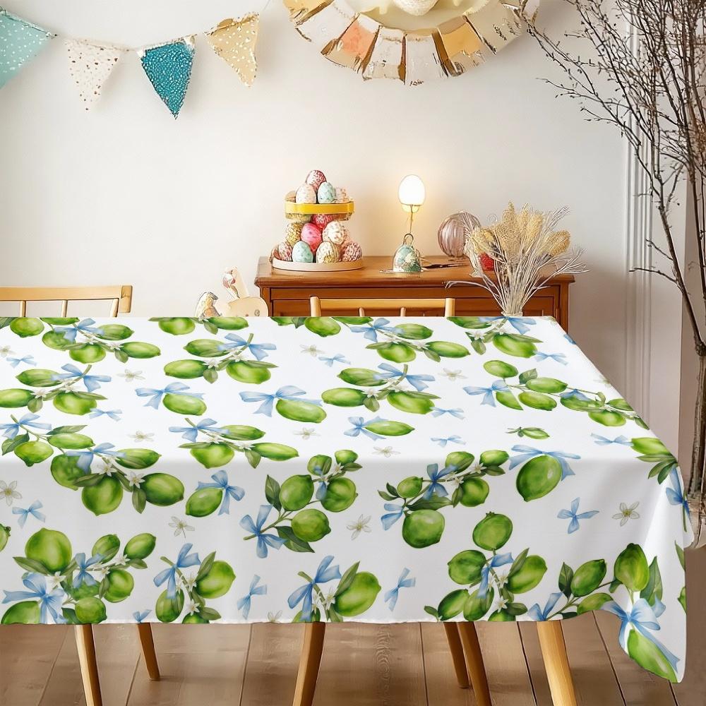 Floral Green Fruit Rectangle Table Cloth for Table Decor Holiday Party Waterproof Reusable Tablecloth for Tables Indoor Outdoor