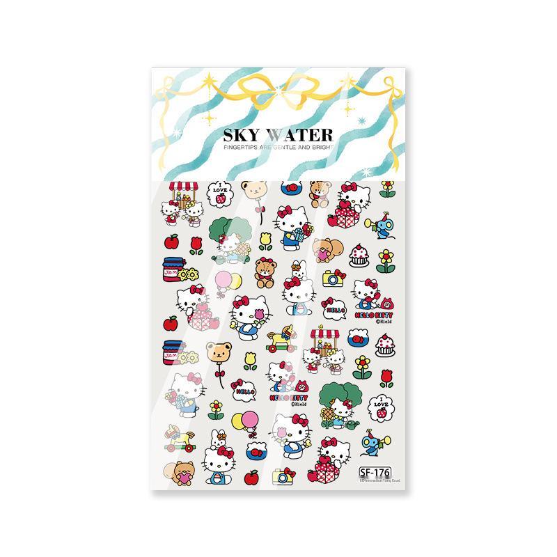 Sky Cute 3D Hello Kitty Embossed Nail Stickers - Girly Cartoon DIY Design