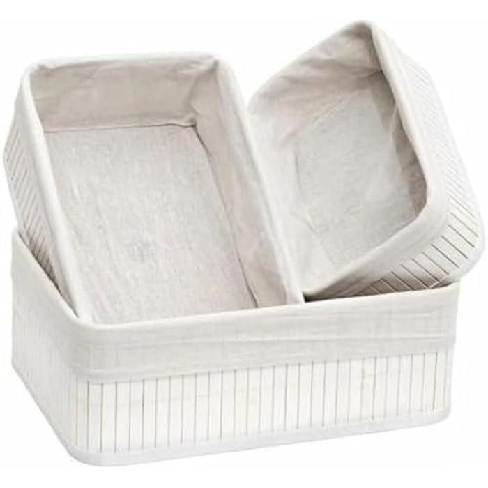 Paniers en bambou blanc - Confortime - Lot de 6 - Multicolore - 43x32x39 cm