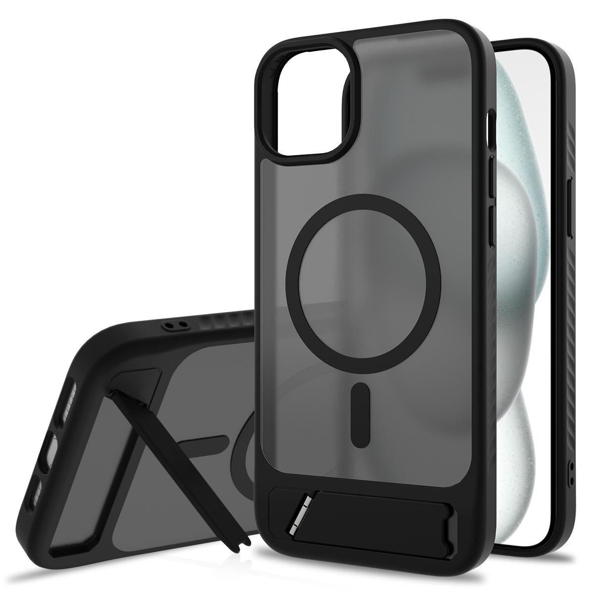 

Matte Black Case with Stand Holder for Iphone 16E 16 E 15 Pro Max 14 Plus 13 12 16Pro 14Pro Magsafe Mag Safe 16Pro Shockproof Phone Cover Accessories iphone 12 чорний