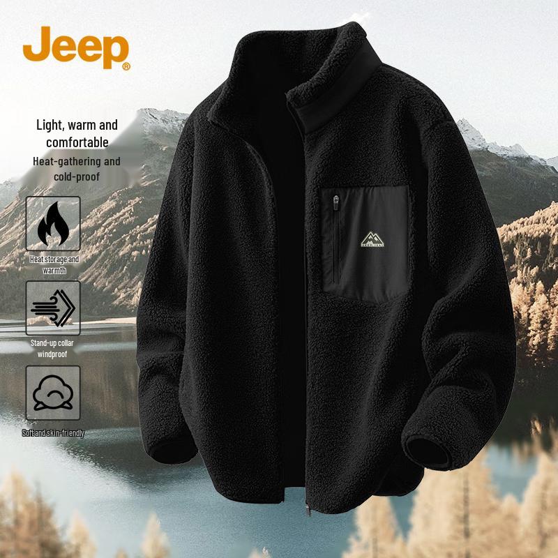 JEEP Men s Stand-Collar Double-Sided Fleece Jacket 3XL