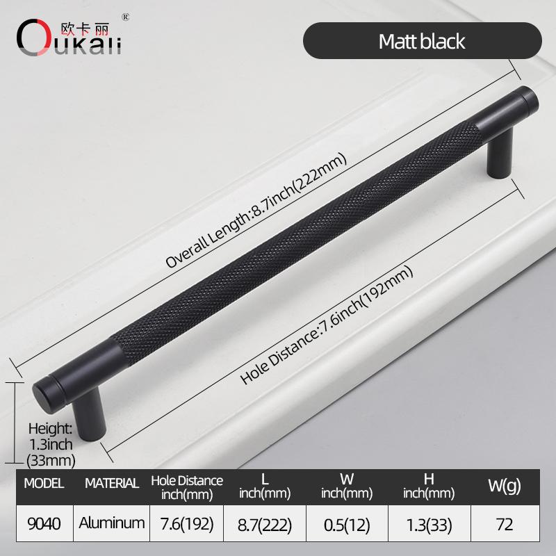 Oukali Aluminum Pull Handle for Home Kitchen Door Drawer Cabinet Gold T Bar 128mm Pull Black Cabinet Knurling Pulls Customizable
