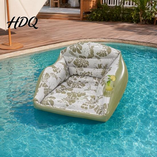 Schwimmende Armlehne mit Getränkehalter, aufblasbare Pool-Schwimmtiere für Erwachsene, strapazierfähiger Liegestuhl, Schwimmstuhl, Hängematten-Sitz mit Sommerparty-See-Strand-Raft