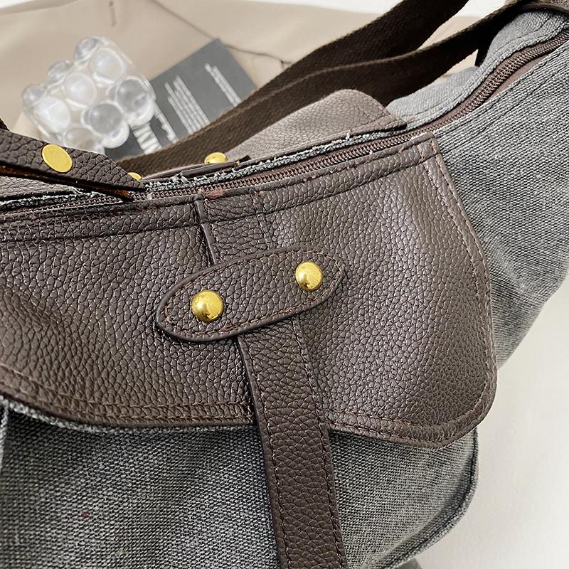 Niche Design Casual Women's Bag Fashionable Retro Large-capacity Canvas Bag Ins Creative Shoulder Crossbody