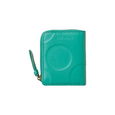 Toleur  Dot Mini Zipper Wallet, Embossed Cowhide Leather, Emerald Green, Women's Genuine Leather Mini Wallet, 12025-EGR