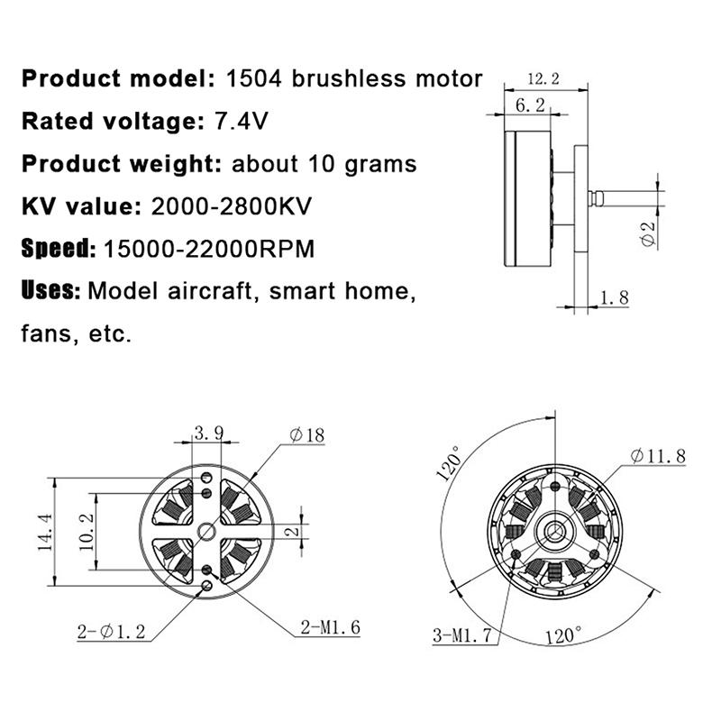 1Pc 1504 Brushless Motor 7.4V Pan-Tilt Aircraft For 4 Axes Remote Control Airplanes Quadcopter Model Aircraft Accessories