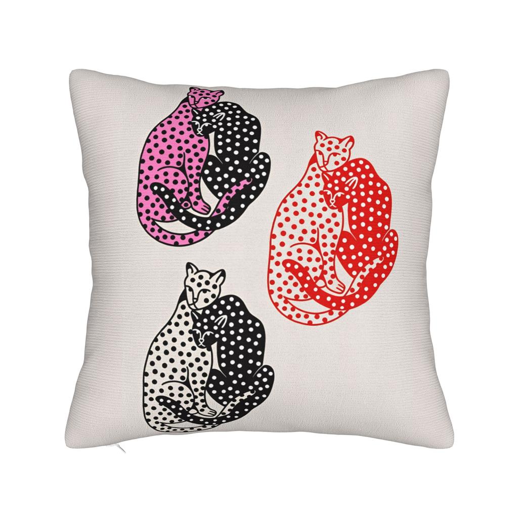 Pillow Cover Pink Black Leopard Duo Lying Sitting  Morden Pillow Case For Chair Sofa Home Decor Pillowcases