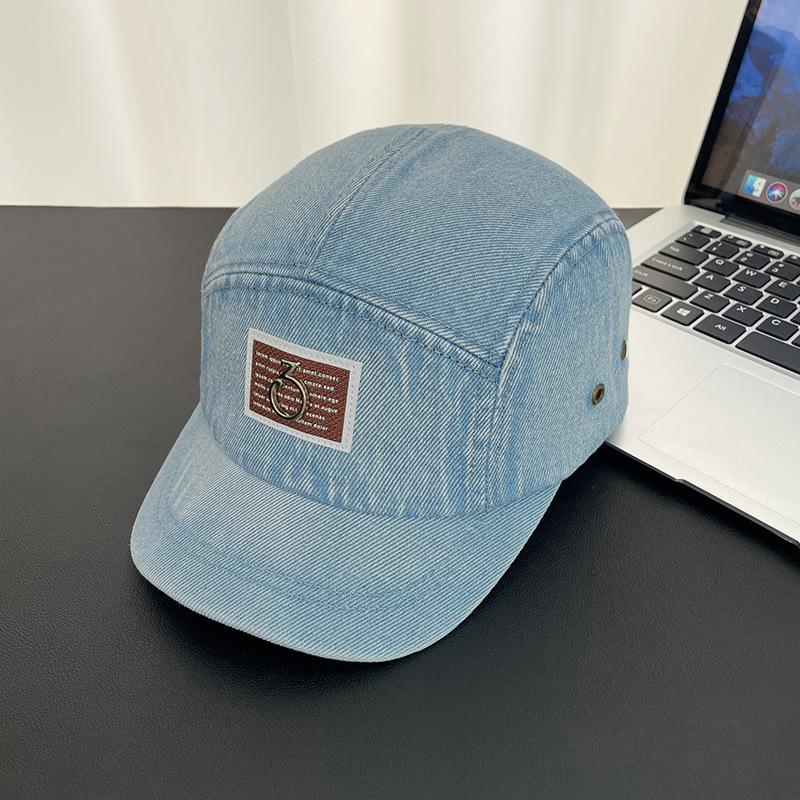 Vintage Washed Denim Baseball Cap for Women, Japanese Style Versatile Short Brim Hip-Hop Cap, Niche Design Sunshade Duckbill Cap for Men
