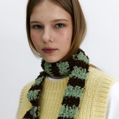 DANCING GRANDMA CURLY STRIPE MUFFLER : MINT