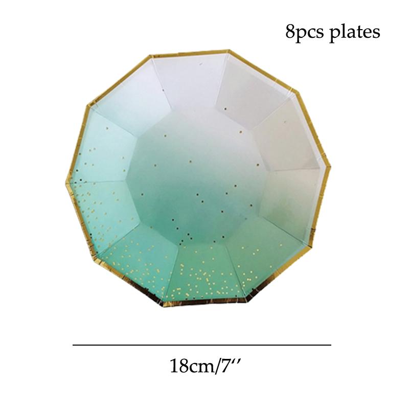 Party Teller Rosa Regenbogen Goldpunkt Speiseteller/Becher/Strohhalme/Serviettenteller Party Geburtstag Hochzeitsfeier Event Tischgeschirr Dekoration