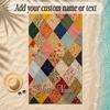 Quilt Theme Soft Beach Towel Personalized Custom Name Text Towel Portable for Beach Pool Travel