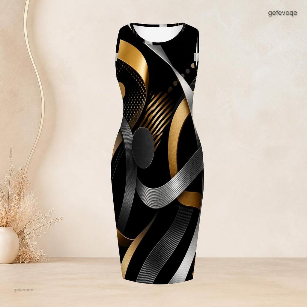 Women Plus Size Black Blue Printed Two Piece Set Long Sleeve Cardigan Sleeveless Bodycon Dress