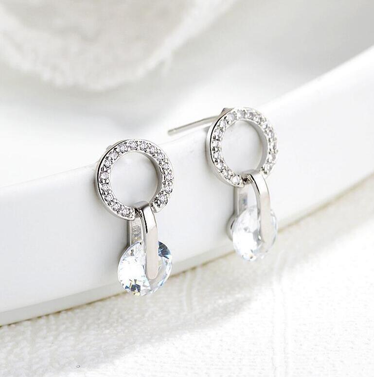 Korean Style Rhinestone Zircon Round Stud Earrings