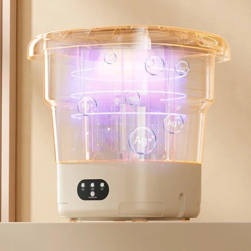 Folding Portable Washing Machine Big Capacity with Clothes Spin Dryer Bucket Travel Socks Underwear Panties Washing Machine
