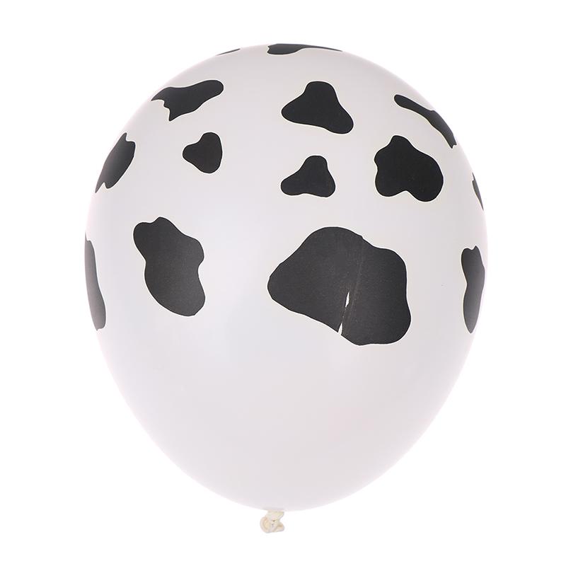 10 st 12 tums Latexballonger med Ko-tryck för Cowboy Cowgirl Westernfestinredning