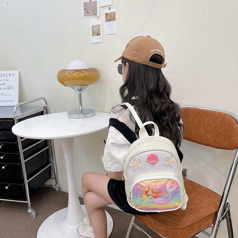 Cute Shell Starfish Decoration Mermaid Cartoon Pattern Backpack Children