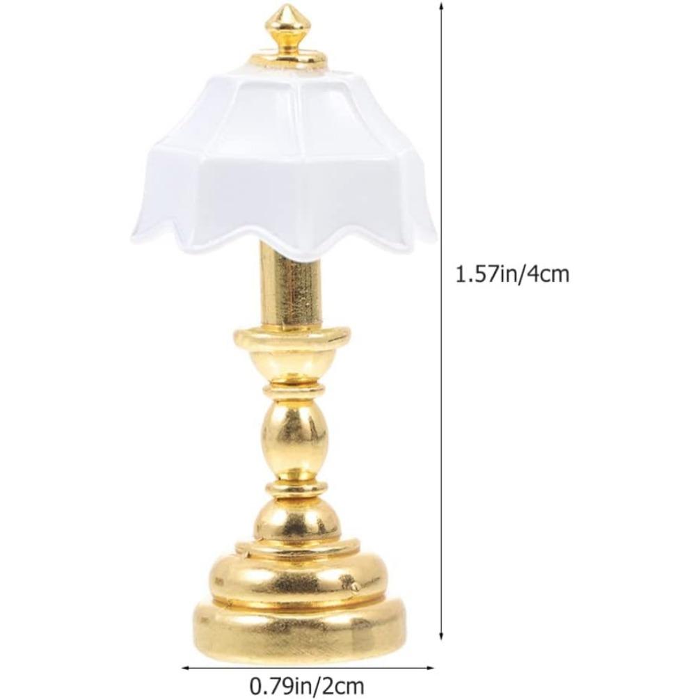 Miniature Dollhouse Table Lamp LED Desk Model Mini Light Decoration Children's Toy Dollhouse Play Accessories for Mini House Bedroom Pack of 2