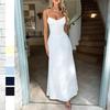 Roupas femininas primavera e verão elegante temperamento estilo suspensório cintura vestido linha A