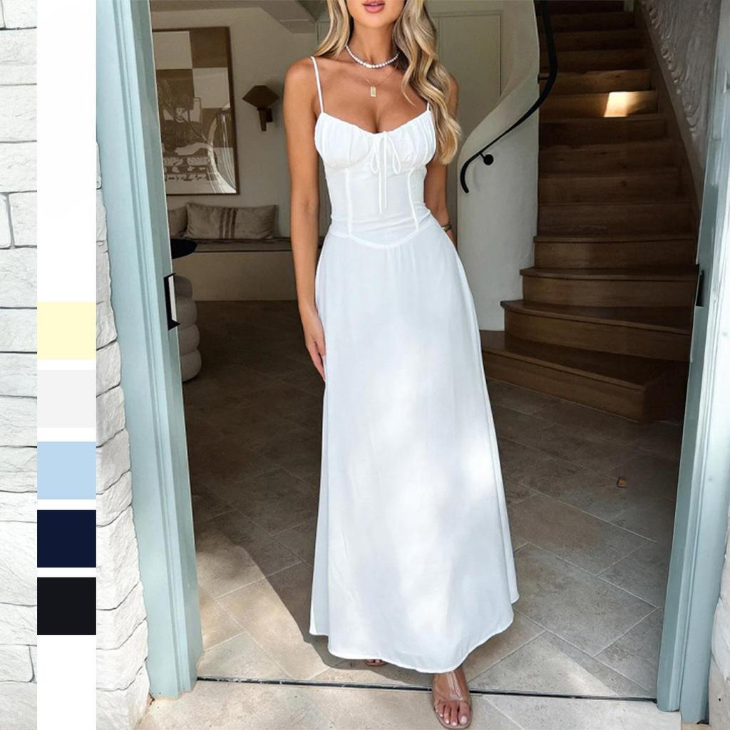 Abbigliamento da donna Primavera ed Estate Stile Temperamento Elegante Abito A-line con Bretelle in Vita