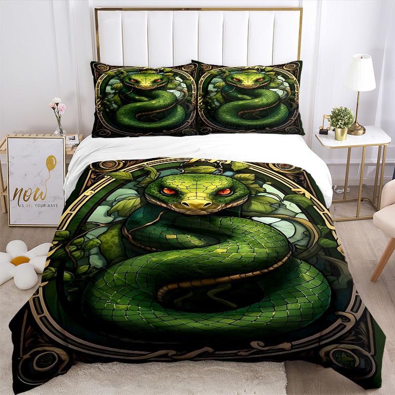 3pcs Serpent Ornament Duvet Cover Set - Machine Washable, Includes 1 Cover and 2 Pillowcases, No Core Included Yy251013067