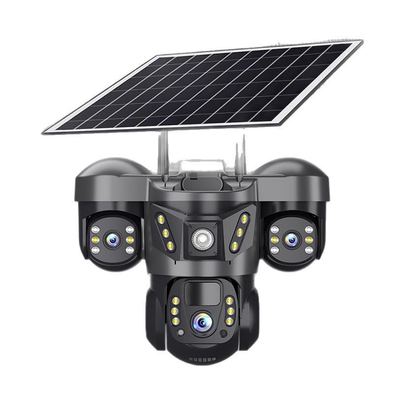Triple-Lens 360° Wireless Solar Camera with Three-Screen Display