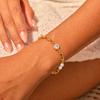 NIMAI Stainless Steel Chain PVD 18K Gold Plated Freshwater Pearl Heart-shaped Zircon Charms Bracelet