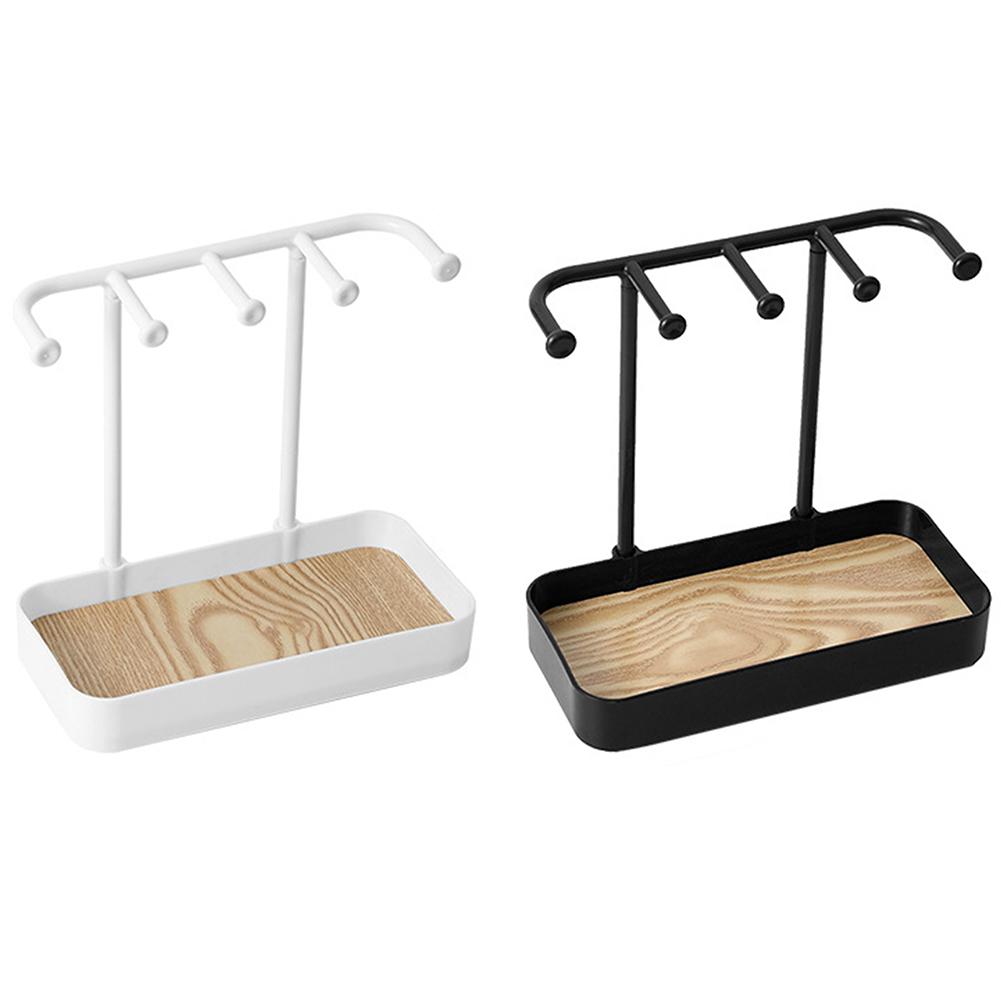 

Органайзер для ювелирных изделий с подносом и 5 крючками, держатель для браслета, серьги, ожерелье, держатель для колец, серег, ожерелий, браслетов, часов