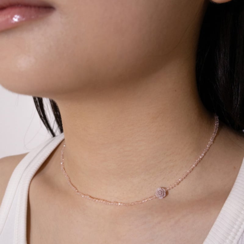 

Kiee Oshimu (Silver 925) 703 Pink Rose Beads Necklace (Silver 925)703 Pink Rose Necklace