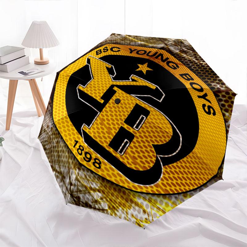 BSC Young Boys pattern, automatic folding umbrella, portable and foldable design, 8 ribs, a Christmas or birthday gift.