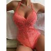 Women's Hollow Crotchless Bodysuit Slim Fit Erotic Mesh Lace Jumpsuit Bodysuit Summer Sexy Fashion Sleepwear Dress