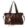 Simple Vintage Solid Color PU Leather Women's Shoulder Bags Versatile Glossy Ladies Messenger Bag Large Capacity Female Tote Bag