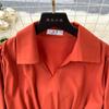 Vintage Spring Autumn Women Dress French Turn-down Collar Full Sleeve Solid Color A-line Female Long Shirt Dresses