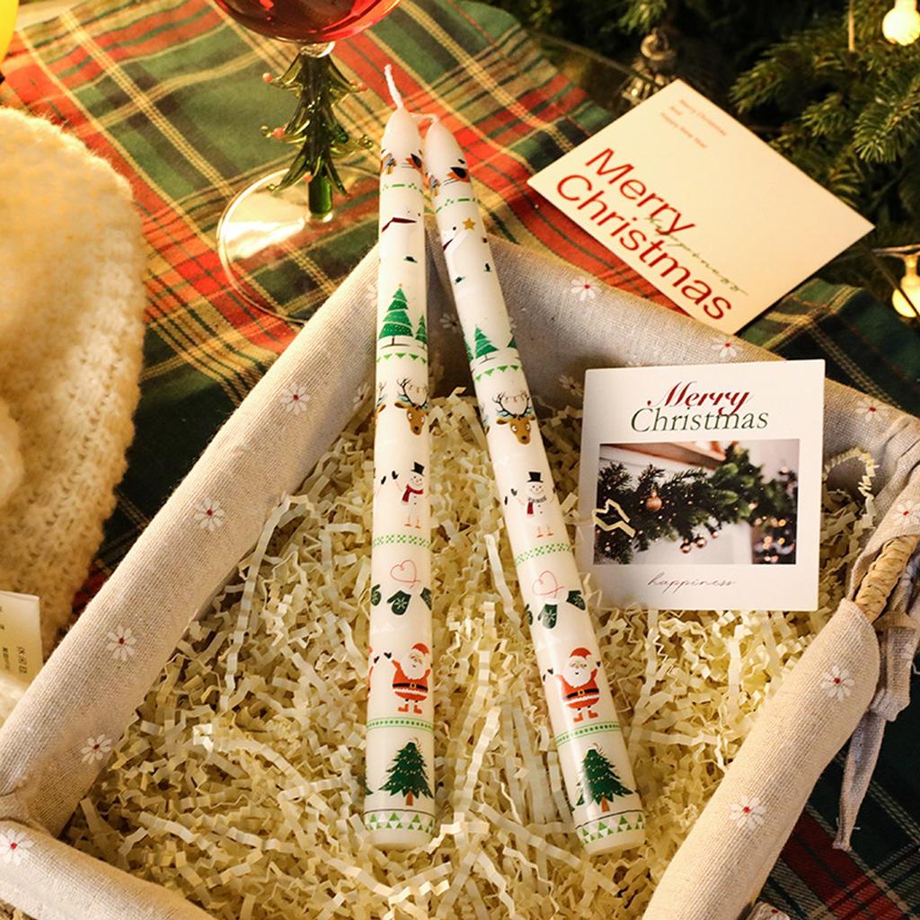 2pcs Christmas 25cm Banquet Candle Decoration Candlelight Dinner Christmas Decoration Long Pole Wedding Candle Wholesale