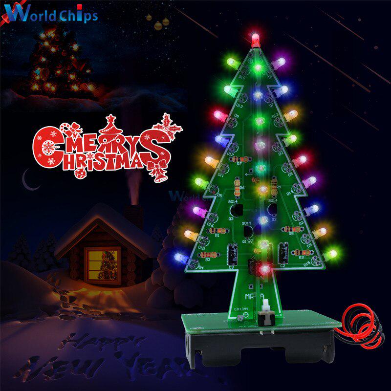 Buy 3D Christmas Tree DIY Kits 7 Colors Light Flash LED Circuit ...