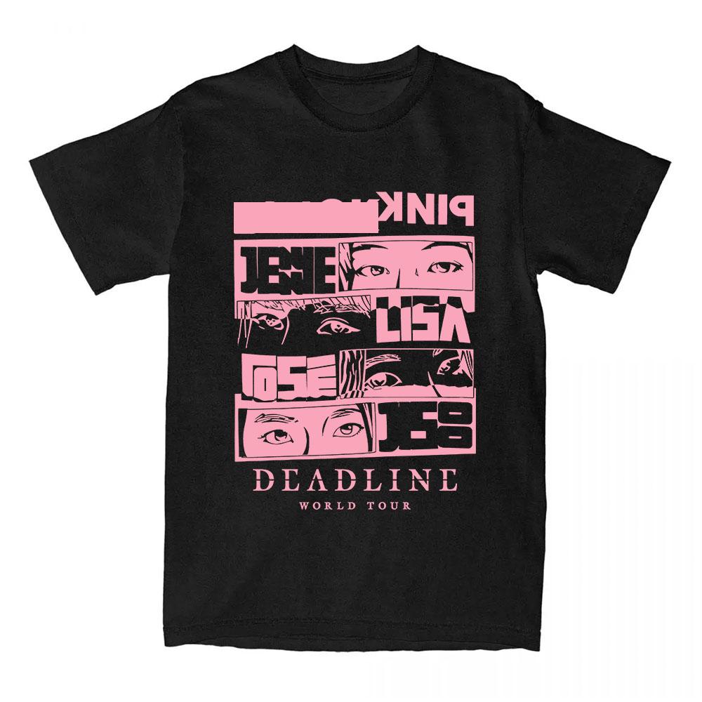 

Футболка Deadline Tour 2025 с коротким рукавом, модная женская футболка с принтом корейской женской группы, женская мужская футболка XS