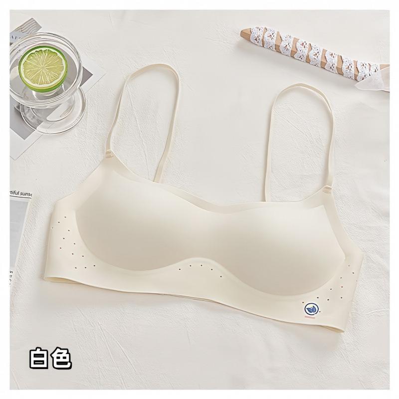 Women Thin Strap Low Back Beautiful Back Seamless Gathered Push Up Bra For Small Chest