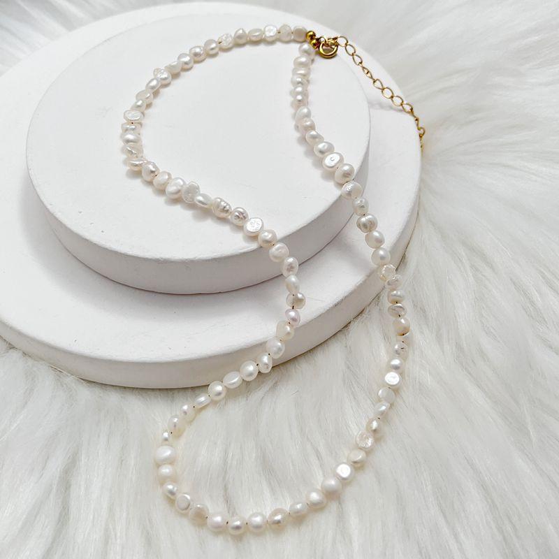 Barocker Süßwasserperlen-Choker - französischer Chic, elegant, minimalistisch, Alltagsstil