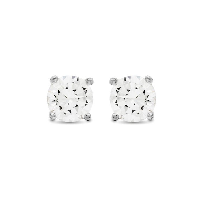 Boucles d'oreilles - LUXENTER - Basic - Argent sterling 925 plaqué rhodium - Zircone pavée - Diamètre 5 mm