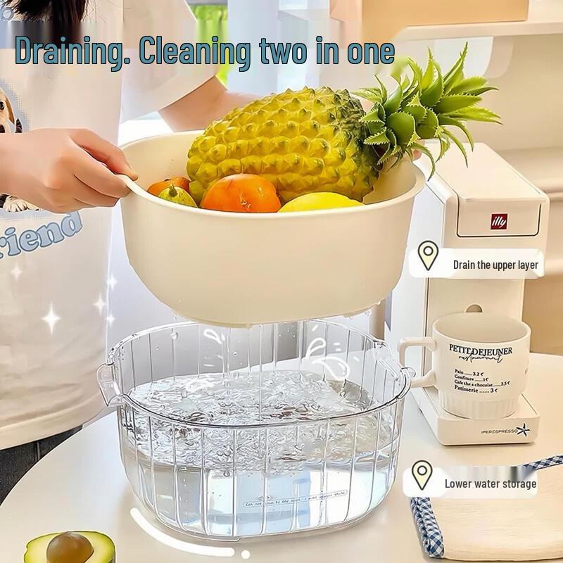 Double-Layer Vegetable Washing & Draining Basket