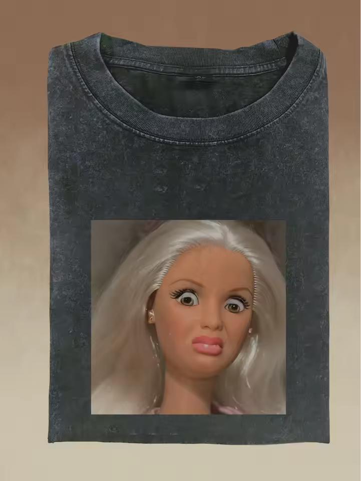 Retro 90s baby face emoji T-shirt trendy and unique shirt satirical themed top fun summer patterns unique babydoll t shirt