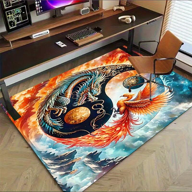 1pc Phoenix Dragon Themed Rug for Home Decor, Non-slip Office Carpet, Chair Mat, Outdoor Mat, Christmas and Halloween Gifts-0731142