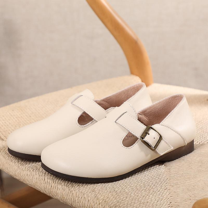 Fashion Leather Winter Flat Women's Shoes Leather Scrub Women's Shoes Mary Jane Shoes Warm Summer Pumps Loafers Retro Nostalgic Coffee
